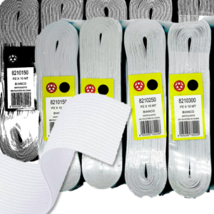 GALLONI Elastici per Cucito – Confezione da 10 Metri – Colori: Bianco, Nero e Lavabile