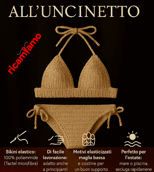 Bikini all’Uncinetto – Schema Facile con il Filato Bikini Ricamiamo