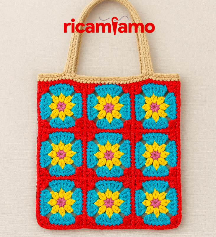 BORSA AFRICAN FLOWER GRANNY – SCHEMA UNCINETTO